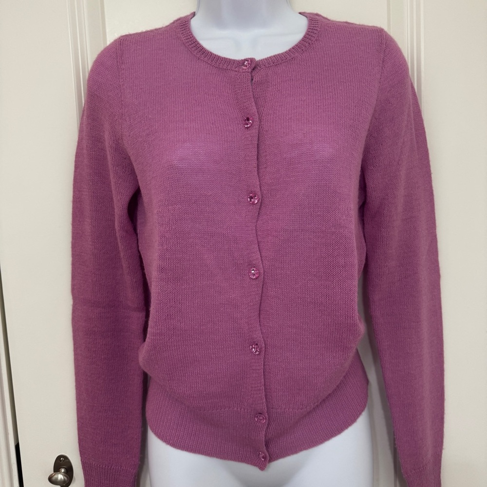J. Crew Women's Jewel Button Alpaca Cardigan Sweater Peony Pink M